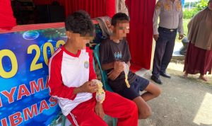 Personel Gabungan Pos Pam Anjungan Amankan Anak di Bawah Umur Penyalahguna Lem Fox  ‎